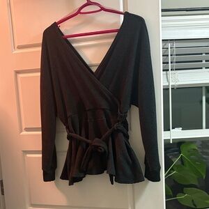 Elegant dark grey Wrap Top